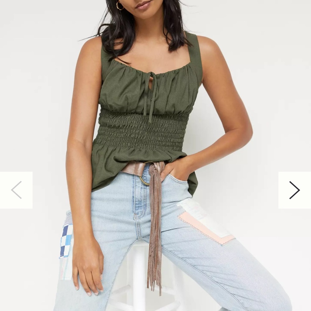 Anthropologie Eri + Ali Smocked Peplum Tank